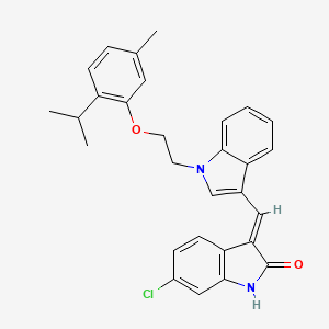 molecular formula C29H27ClN2O2 B11578814 (3E)-6-chloro-3-[(1-{2-[5-methyl-2-(propan-2-yl)phenoxy]ethyl}-1H-indol-3-yl)methylidene]-1,3-dihydro-2H-indol-2-one 