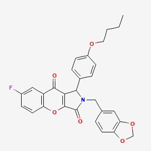 2-(1,3-Benzodioxol-5-ylmethyl)-1-(4-butoxyphenyl)-7-fluoro-1,2-dihydrochromeno[2,3-c]pyrrole-3,9-dione