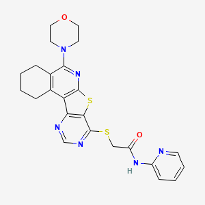 2-[(8-morpholin-4-yl-11-thia-9,14,16-triazatetracyclo[8.7.0.02,7.012,17]heptadeca-1,7,9,12,14,16-hexaen-13-yl)sulfanyl]-N-pyridin-2-ylacetamide