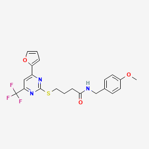 4-{[4-(furan-2-yl)-6-(trifluoromethyl)pyrimidin-2-yl]sulfanyl}-N-(4-methoxybenzyl)butanamide