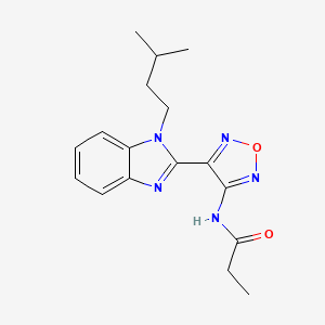 molecular formula C17H21N5O2 B11578879 N-{4-[1-(3-methylbutyl)-1H-benzimidazol-2-yl]-1,2,5-oxadiazol-3-yl}propanamide 