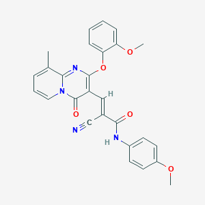 (2E)-2-cyano-3-[2-(2-methoxyphenoxy)-9-methyl-4-oxo-4H-pyrido[1,2-a]pyrimidin-3-yl]-N-(4-methoxyphenyl)prop-2-enamide