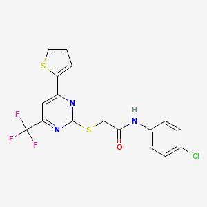 N-(4-chlorophenyl)-2-{[4-(thiophen-2-yl)-6-(trifluoromethyl)pyrimidin-2-yl]sulfanyl}acetamide