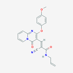 molecular formula C22H18N4O4 B11578963 (2E)-2-cyano-3-[2-(4-methoxyphenoxy)-4-oxo-4H-pyrido[1,2-a]pyrimidin-3-yl]-N-(prop-2-en-1-yl)prop-2-enamide 