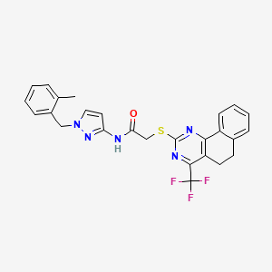 N-[1-(2-methylbenzyl)-1H-pyrazol-3-yl]-2-{[4-(trifluoromethyl)-5,6-dihydrobenzo[h]quinazolin-2-yl]sulfanyl}acetamide