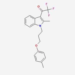 molecular formula C21H20F3NO2 B11578973 2,2,2-trifluoro-1-{2-methyl-1-[3-(4-methylphenoxy)propyl]-1H-indol-3-yl}ethanone 