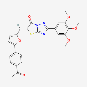 molecular formula C26H21N3O6S B11579044 (5Z)-5-{[5-(4-acetylphenyl)-2-furyl]methylene}-2-(3,4,5-trimethoxyphenyl)[1,3]thiazolo[3,2-b][1,2,4]triazol-6(5H)-one 