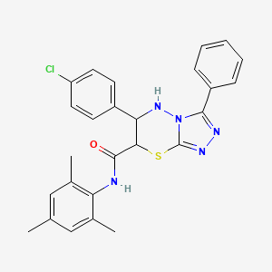 molecular formula C26H24ClN5OS B11579065 6-(4-chlorophenyl)-3-phenyl-N-(2,4,6-trimethylphenyl)-6,7-dihydro-5H-[1,2,4]triazolo[3,4-b][1,3,4]thiadiazine-7-carboxamide 