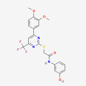 2-{[4-(3,4-dimethoxyphenyl)-6-(trifluoromethyl)pyrimidin-2-yl]sulfanyl}-N-(3-hydroxyphenyl)acetamide