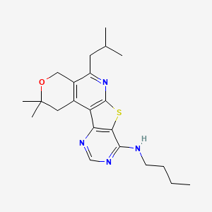 N-butyl-4,4-dimethyl-8-(2-methylpropyl)-5-oxa-11-thia-9,14,16-triazatetracyclo[8.7.0.02,7.012,17]heptadeca-1(10),2(7),8,12(17),13,15-hexaen-13-amine