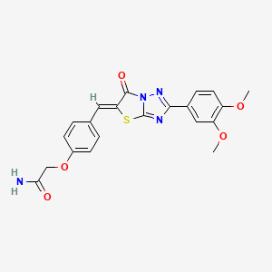 2-(4-{(Z)-[2-(3,4-dimethoxyphenyl)-6-oxo[1,3]thiazolo[3,2-b][1,2,4]triazol-5(6H)-ylidene]methyl}phenoxy)acetamide