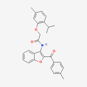 molecular formula C28H27NO4 B11579214 N-{2-[(4-methylphenyl)carbonyl]-1-benzofuran-3-yl}-2-[5-methyl-2-(propan-2-yl)phenoxy]acetamide 