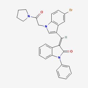 (3E)-3-({5-bromo-1-[2-oxo-2-(pyrrolidin-1-yl)ethyl]-1H-indol-3-yl}methylidene)-1-phenyl-1,3-dihydro-2H-indol-2-one