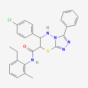 molecular formula C26H24ClN5OS B11579291 6-(4-chlorophenyl)-N-(2-ethyl-6-methylphenyl)-3-phenyl-6,7-dihydro-5H-[1,2,4]triazolo[3,4-b][1,3,4]thiadiazine-7-carboxamide 