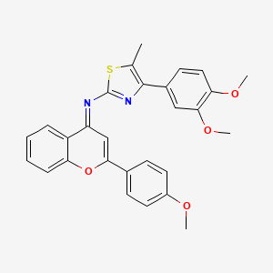 4-(3,4-dimethoxyphenyl)-N-[(4E)-2-(4-methoxyphenyl)-4H-chromen-4-ylidene]-5-methyl-1,3-thiazol-2-amine