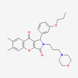 molecular formula C29H34N2O5 B11579406 6,7-Dimethyl-2-[3-(morpholin-4-yl)propyl]-1-(3-propoxyphenyl)-1,2-dihydrochromeno[2,3-c]pyrrole-3,9-dione 