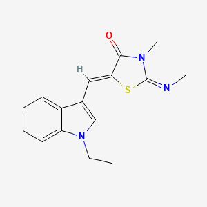 molecular formula C16H17N3OS B11579422 (2Z,5Z)-5-[(1-ethyl-1H-indol-3-yl)methylidene]-3-methyl-2-(methylimino)-1,3-thiazolidin-4-one 