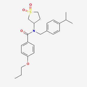 molecular formula C24H31NO4S B11579449 N-(1,1-dioxidotetrahydrothiophen-3-yl)-N-[4-(propan-2-yl)benzyl]-4-propoxybenzamide 