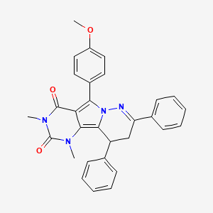 8-(4-methoxyphenyl)-3,5-dimethyl-11,13-diphenyl-3,5,9,10-tetrazatricyclo[7.4.0.02,7]trideca-1,7,10-triene-4,6-dione