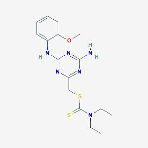 {4-Amino-6-[(2-methoxyphenyl)amino]-1,3,5-triazin-2-yl}methyl diethyldithiocarbamate