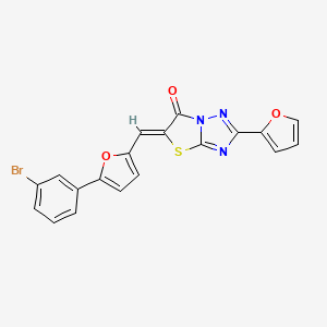 molecular formula C19H10BrN3O3S B11579525 (5Z)-5-{[5-(3-bromophenyl)furan-2-yl]methylidene}-2-(furan-2-yl)[1,3]thiazolo[3,2-b][1,2,4]triazol-6(5H)-one 