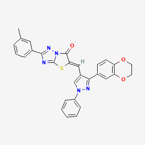 (5Z)-5-{[3-(2,3-dihydro-1,4-benzodioxin-6-yl)-1-phenyl-1H-pyrazol-4-yl]methylidene}-2-(3-methylphenyl)[1,3]thiazolo[3,2-b][1,2,4]triazol-6(5H)-one