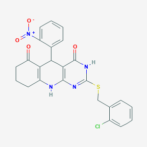 2-[(2-chlorobenzyl)sulfanyl]-5-(2-nitrophenyl)-5,8,9,10-tetrahydropyrimido[4,5-b]quinoline-4,6(3H,7H)-dione