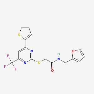 molecular formula C16H12F3N3O2S2 B11579587 N-Furan-2-ylmethyl-2-(4-thiophen-2-yl-6-trifluoromethyl-pyrimidin-2-ylsulfanyl)-acetamide 