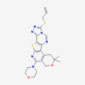 18,18-dimethyl-14-morpholin-4-yl-6-prop-2-enylsulfanyl-17-oxa-11-thia-3,5,7,8,13-pentazapentacyclo[10.8.0.02,10.05,9.015,20]icosa-1(12),2(10),3,6,8,13,15(20)-heptaene