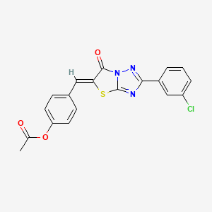 molecular formula C19H12ClN3O3S B11579615 4-{(Z)-[2-(3-chlorophenyl)-6-oxo[1,3]thiazolo[3,2-b][1,2,4]triazol-5(6H)-ylidene]methyl}phenyl acetate 