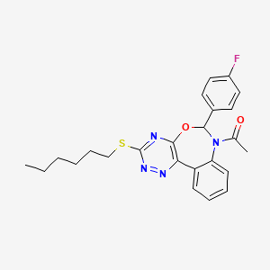 1-[6-(4-fluorophenyl)-3-(hexylsulfanyl)[1,2,4]triazino[5,6-d][3,1]benzoxazepin-7(6H)-yl]ethanone