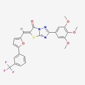 molecular formula C25H18F3N3O5S B11579722 (5Z)-5-({5-[3-(trifluoromethyl)phenyl]furan-2-yl}methylidene)-2-(3,4,5-trimethoxyphenyl)[1,3]thiazolo[3,2-b][1,2,4]triazol-6(5H)-one 