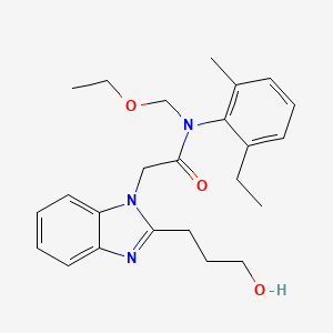 molecular formula C24H31N3O3 B11579729 N-(ethoxymethyl)-N-(2-ethyl-6-methylphenyl)-2-[2-(3-hydroxypropyl)-1H-benzimidazol-1-yl]acetamide 