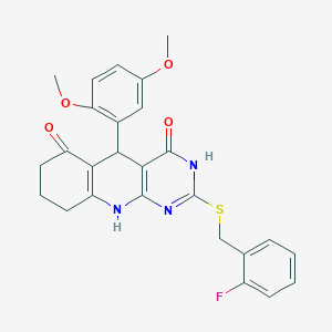 5-(2,5-dimethoxyphenyl)-2-[(2-fluorobenzyl)sulfanyl]-5,8,9,10-tetrahydropyrimido[4,5-b]quinoline-4,6(3H,7H)-dione