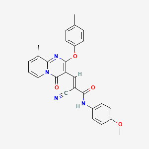 (2E)-2-cyano-N-(4-methoxyphenyl)-3-[9-methyl-2-(4-methylphenoxy)-4-oxo-4H-pyrido[1,2-a]pyrimidin-3-yl]prop-2-enamide