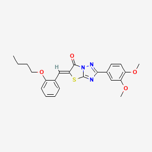 molecular formula C23H23N3O4S B11579747 (5Z)-5-(2-butoxybenzylidene)-2-(3,4-dimethoxyphenyl)[1,3]thiazolo[3,2-b][1,2,4]triazol-6(5H)-one 