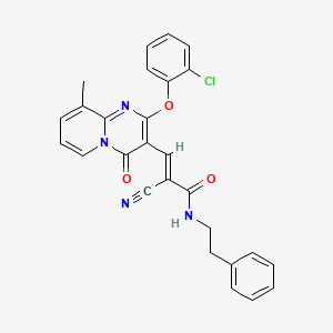 molecular formula C27H21ClN4O3 B11579749 (2E)-3-[2-(2-chlorophenoxy)-9-methyl-4-oxo-4H-pyrido[1,2-a]pyrimidin-3-yl]-2-cyano-N-(2-phenylethyl)prop-2-enamide 