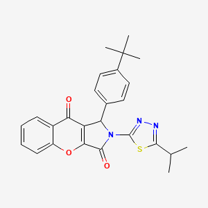 molecular formula C26H25N3O3S B11579758 1-(4-Tert-butylphenyl)-2-[5-(propan-2-yl)-1,3,4-thiadiazol-2-yl]-1,2-dihydrochromeno[2,3-c]pyrrole-3,9-dione 