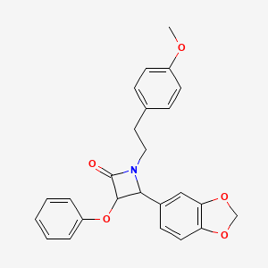 molecular formula C25H23NO5 B11579776 4-(1,3-Benzodioxol-5-yl)-1-[2-(4-methoxyphenyl)ethyl]-3-phenoxyazetidin-2-one 