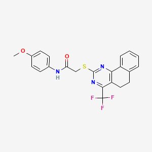 molecular formula C22H18F3N3O2S B11579803 N-(4-methoxyphenyl)-2-{[4-(trifluoromethyl)-5,6-dihydrobenzo[h]quinazolin-2-yl]sulfanyl}acetamide 