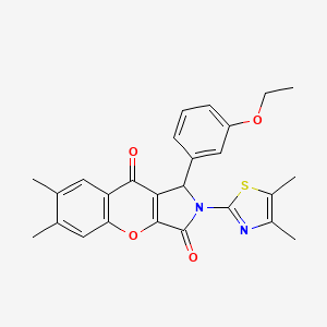 molecular formula C26H24N2O4S B11579806 2-(4,5-Dimethyl-1,3-thiazol-2-yl)-1-(3-ethoxyphenyl)-6,7-dimethyl-1,2-dihydrochromeno[2,3-c]pyrrole-3,9-dione 