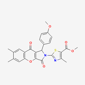 molecular formula C26H22N2O6S B11579814 methyl 2-[1-(4-methoxyphenyl)-6,7-dimethyl-3,9-dioxo-3,9-dihydrochromeno[2,3-c]pyrrol-2(1H)-yl]-4-methyl-1,3-thiazole-5-carboxylate 