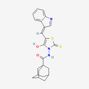 N-[(5E)-5-(1H-indol-3-ylmethylene)-4-oxo-2-thioxo-1,3-thiazolidin-3-yl]adamantane-1-carboxamide