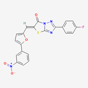 molecular formula C21H11FN4O4S B11579858 (5Z)-2-(4-fluorophenyl)-5-{[5-(3-nitrophenyl)furan-2-yl]methylidene}[1,3]thiazolo[3,2-b][1,2,4]triazol-6(5H)-one 