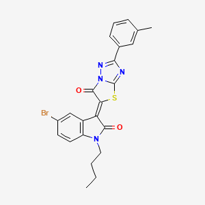 molecular formula C23H19BrN4O2S B11579870 (3Z)-5-bromo-1-butyl-3-[2-(3-methylphenyl)-6-oxo[1,3]thiazolo[3,2-b][1,2,4]triazol-5(6H)-ylidene]-1,3-dihydro-2H-indol-2-one 