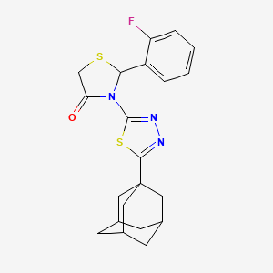 molecular formula C21H22FN3OS2 B11579882 2-(2-Fluorophenyl)-3-[5-(tricyclo[3.3.1.1~3,7~]dec-1-yl)-1,3,4-thiadiazol-2-yl]-1,3-thiazolidin-4-one 