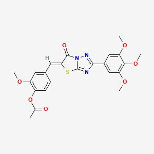 molecular formula C23H21N3O7S B11579906 2-methoxy-4-{(Z)-[6-oxo-2-(3,4,5-trimethoxyphenyl)[1,3]thiazolo[3,2-b][1,2,4]triazol-5(6H)-ylidene]methyl}phenyl acetate 