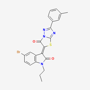 (3Z)-5-bromo-3-[2-(3-methylphenyl)-6-oxo[1,3]thiazolo[3,2-b][1,2,4]triazol-5(6H)-ylidene]-1-propyl-1,3-dihydro-2H-indol-2-one