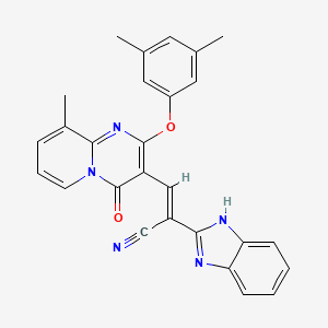 molecular formula C27H21N5O2 B11579963 (2E)-2-(1H-benzimidazol-2-yl)-3-[2-(3,5-dimethylphenoxy)-9-methyl-4-oxo-4H-pyrido[1,2-a]pyrimidin-3-yl]prop-2-enenitrile 