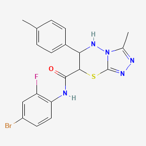 molecular formula C19H17BrFN5OS B11579990 N-(4-bromo-2-fluorophenyl)-3-methyl-6-(4-methylphenyl)-6,7-dihydro-5H-[1,2,4]triazolo[3,4-b][1,3,4]thiadiazine-7-carboxamide 